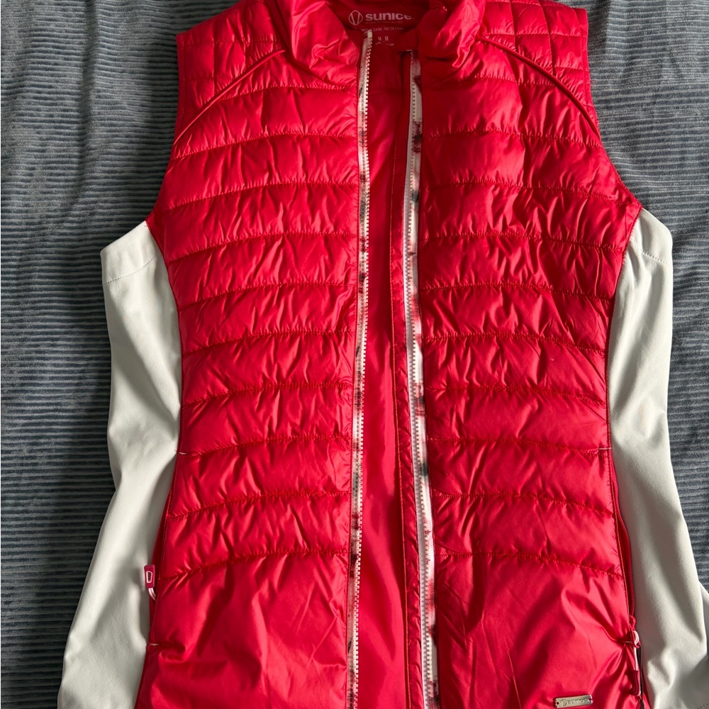 Sunice Vibrant Red Quilted Vest with Light Sleeves